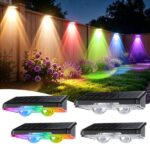 AKRA Solar Fence Lights, 12-Pack Fence Lights Solar Powered Warm Rgb