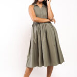 Collared Backless Midi Dress