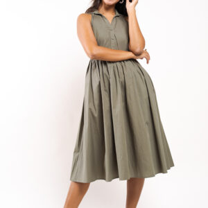 Collared Backless Midi Dress