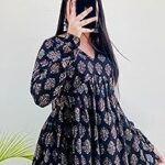 Women's Magenta Floral Printed Tunic with Adjustable Corset